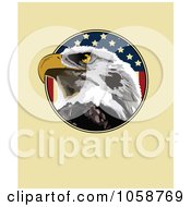 Poster, Art Print Of Eagle Face And Flag Over Tan
