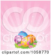 Poster, Art Print Of Decorated Easter Eggs Over Pink Rays