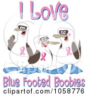 Poster, Art Print Of Boobie Bird Breast Cancer Awareness Characters With Text - 2