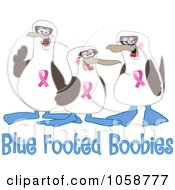 Royalty Free Vector Clip Art Illustration Of Boobie Bird Breast Cancer Awareness Characters With Text 1