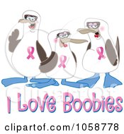 Poster, Art Print Of Boobie Bird Breast Cancer Awareness Characters With Text - 3