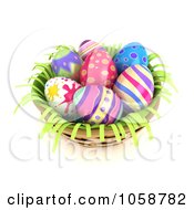 Poster, Art Print Of 3d Easter Eggs In A Basket