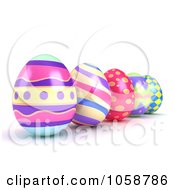 Royalty Free CGI Clip Art Illustration Of A 3d Row Of Easter Eggs
