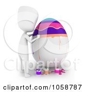 Royalty Free CGI Clip Art Illustration Of A 3d Ivory Man Hand Painting A Huge Easter Egg