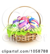 Poster, Art Print Of 3d Easter Eggs In A Hand Basket
