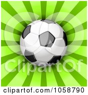 Poster, Art Print Of 3d Soccer Ball Over Green Rays