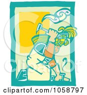 Poster, Art Print Of Woodcut Styled Mayan Roofer