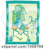 Poster, Art Print Of Woodcut Styled Mayan Electrician