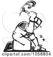 Royalty Free Vector Clip Art Illustration Of A Black And White Woodcut Styled Roofer by xunantunich #COLLC1058804-0119