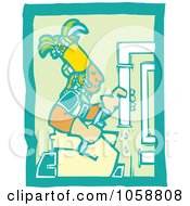 Poster, Art Print Of Woodcut Styled Mayan Plumber