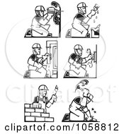 Digital Collage Of Black And White Woodcut Styled Workers