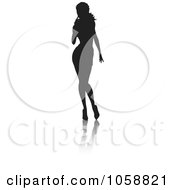 Royalty Free Vector Clip Art Illustration Of A Sexy Silhouetted Woman With A Reflection 6