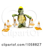 3d Tortoise Construction Worker With Cones