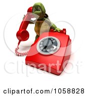 Royalty Free CGI Clip Art Illustration Of A 3d Tortoise Using A Phone