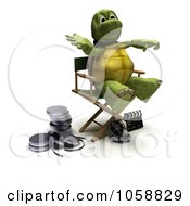 Poster, Art Print Of 3d Tortoise Director In A Chair