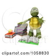 Royalty Free CGI Clip Art Illustration Of A 3d Tortoise With Books
