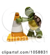 Poster, Art Print Of 3d Tortoise Construction Worker Moving A Cone