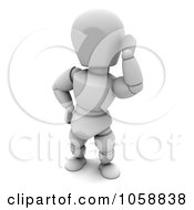Royalty Free CGI Clip Art Illustration Of A 3d White Character Cupping His Hear And Listening