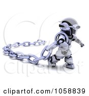 Poster, Art Print Of 3d Robot Carrying A Chain