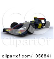 Royalty Free CGI Clip Art Illustration Of A 3d Blue Formula One Race Car