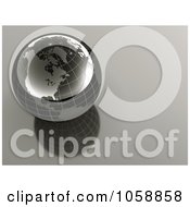 Royalty Free CGI Clip Art Illustration Of A 3d Shiny Black Grid Globe With A Reflection