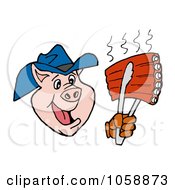 Poster, Art Print Of Cowboy Pig Holding Up Rips With A Spatula