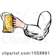 Royalty Free Vector Clip Art Illustration Of A Hand Holding Out A Beer