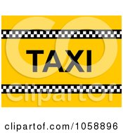 Poster, Art Print Of Yellow Background With A Checkered Line And Taxi Text - 2