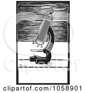 Royalty Free Vector Clip Art Illustration Of A Black And White Woodcut Styled Microscope