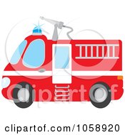 Royalty Free Vector Clip Art Illustration Of A Red Fire Engine by Alex Bannykh