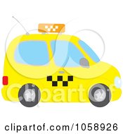 Royalty Free Vector Clip Art Illustration Of A Side View Of A Yellow Taxi Cab