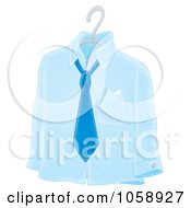 Blue Shirt And Tie On A Hanger