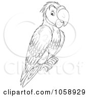 Royalty Free Clip Art Illustration Of An Outlined Parrot