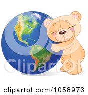 Poster, Art Print Of Teddy Bear Hugging Earth