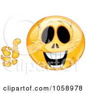 Royalty Free Vector Clip Art Illustration Of An Emoticon Face With Stitches Holding A Thumb Up