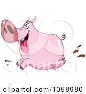 Royalty Free Vector Clip Art Illustration Of A Happy Running Pig by yayayoyo