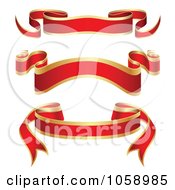 Poster, Art Print Of Digital Collage Of Ornate Blank Red And Gold Ribbon Banners