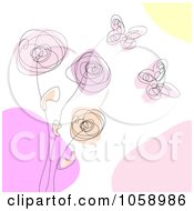 Poster, Art Print Of Scribble Design Of Butterflies And Flowers