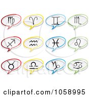 Royalty Free Vector Clip Art Illustration Of A Digital Collage Of Zodiac Chat Bubbles