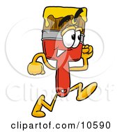 Clipart Picture Of A Paint Brush Mascot Cartoon Character Running