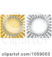 Royalty Free Vector Clip Art Illustration Of A Digital Collage Of Gold And Silver Circle Frames Of Diamonds On Rays