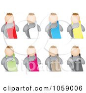 Royalty Free Vector Clip Art Illustration Of A Digital Collage Of 3d Avatar Man Wearing Door Tags