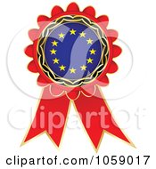 Red European Flag Ribbon Label