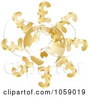 Poster, Art Print Of 3d Golden Lira Symbols Circling A Globe