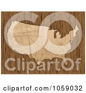 Poster, Art Print Of Scratched American Map On Wood Grain