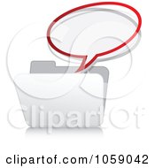 Royalty Free Vector Clip Art Illustration Of A Message Bubble Over A White Folder