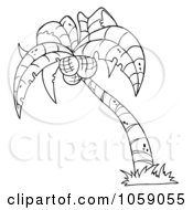 Royalty Free Vector Clip Art Illustration Of An Outlined Palm Tree Logo by Hit Toon
