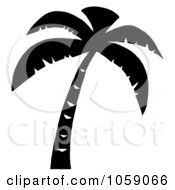 Royalty Free Vector Clip Art Illustration Of A Palm Tree Silhouette In Black And White by Hit Toon #COLLC1059066-0037