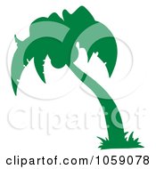 Poster, Art Print Of Green Silhouetted Palm Tree Logo