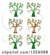 Royalty Free Vector Clip Art Illustration Of A Digital Collage Of Six Spiral Trees